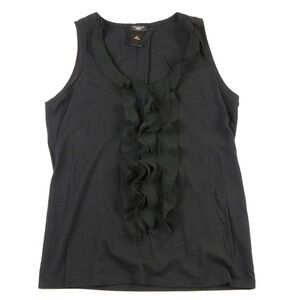 ANN TAYLOR PETITE Black ruffled sleeveless blouse top Size SP